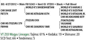 Semen - VT Shigeshigezuru Z03 (Batman) - Conventional Semen for Domestic Use